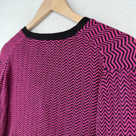 ANNE KLEIN Sweater 2X Plus Chevron Button Up Cardigan Grandma Cotton Blend Pink - Picture 6 of 13